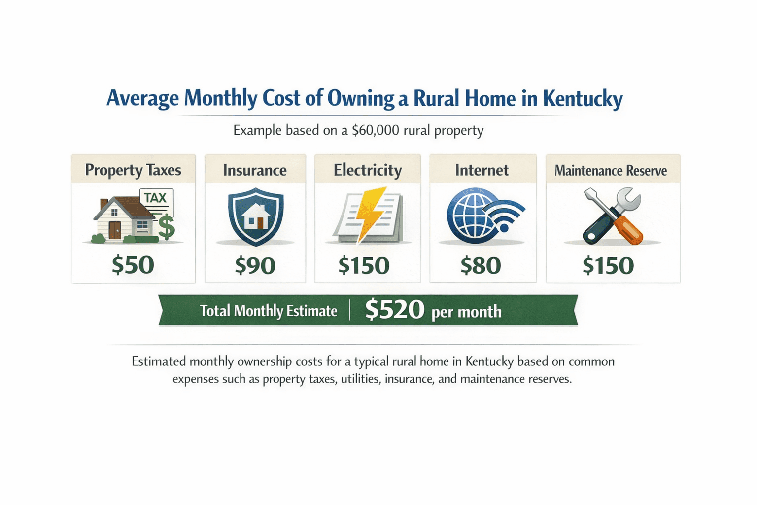 monthly cost of owning rural property kentucky example breakdown