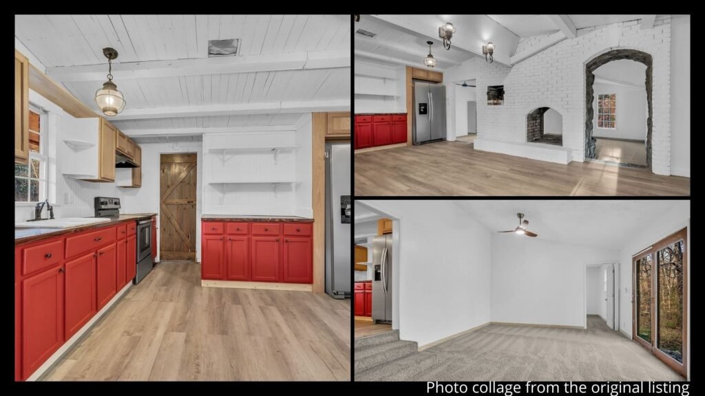 interior of affordable farmhouse in Trenton Tennessee with hardwood floors