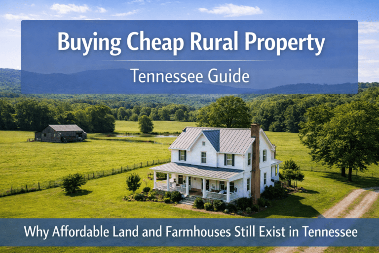 cheap rural property in Tennessee farmhouse with land