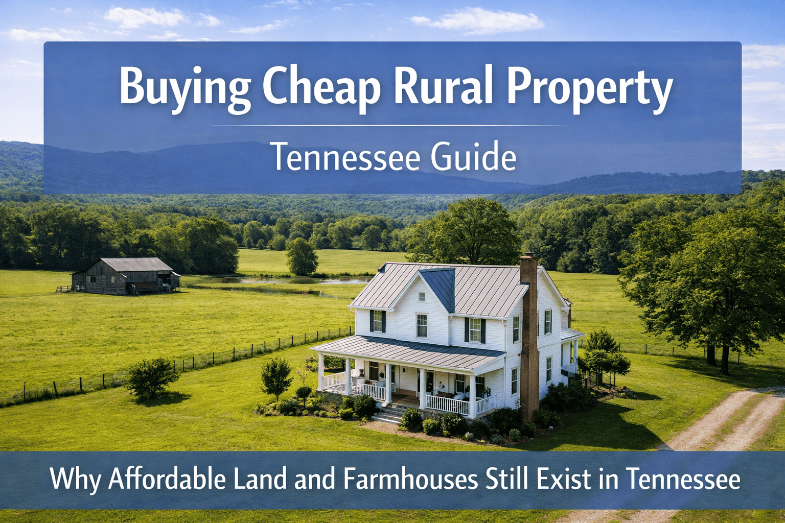 cheap rural property in Tennessee farmhouse with land