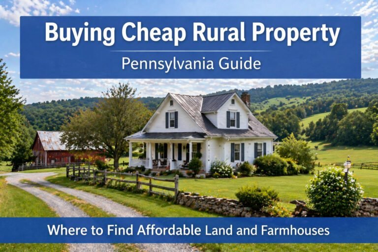 cheap rural property in Pennsylvania farmhouse with land and countryside views