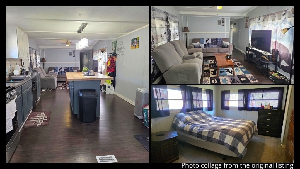 Interior of cheap farmhouse in Cortland New York with flexible layout and bonus rooms