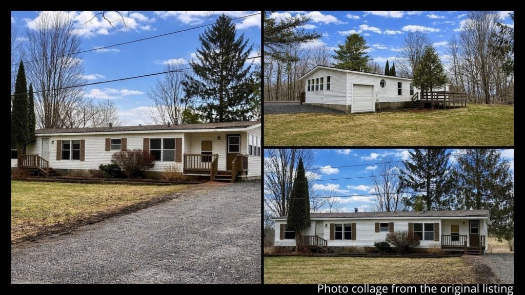 Exterior of farmhouse with land in Richfield Springs New York showing open rural land