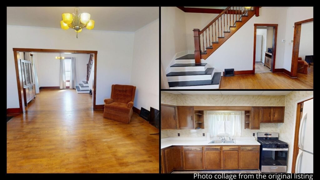 interior farmhouse Pennsylvania Reynoldsville with living room and home office space