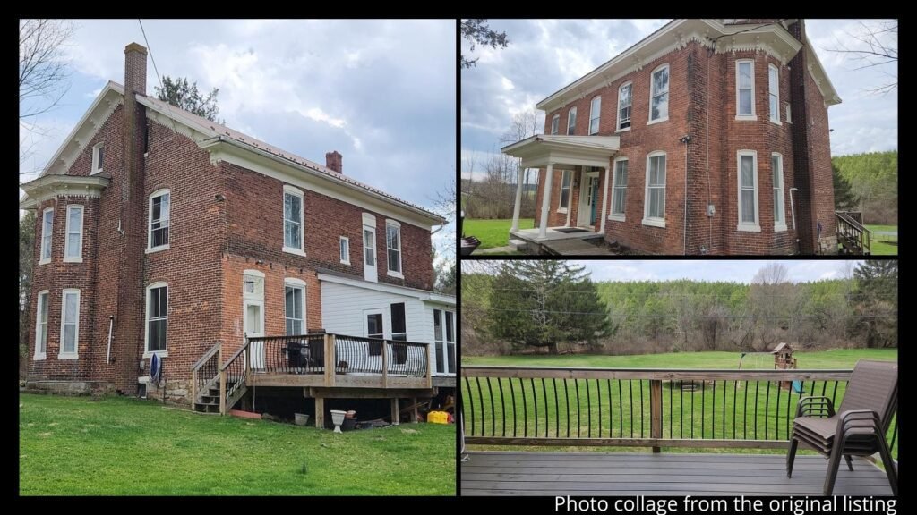farmhouse land in Pennsylvania with stream and large acreage in Huntingdon rural setting