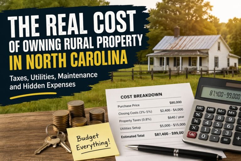 real cost of owning rural property in North Carolina with farmhouse and cost breakdown