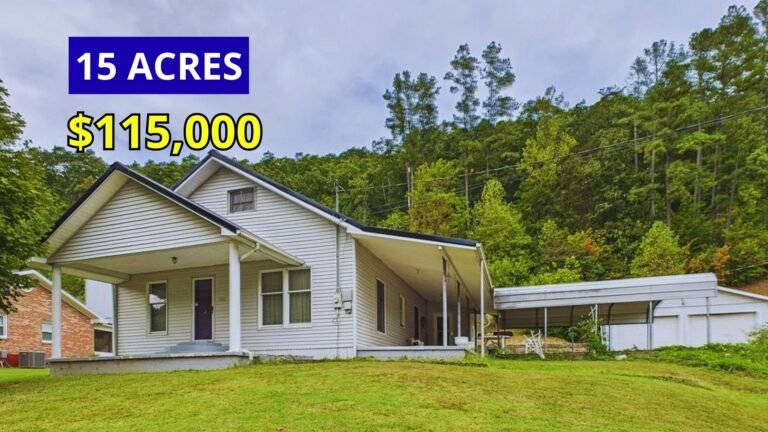 Exterior view of a 1940 farmhouse on 15 acres for sale at $115,000 near Paintsville in Nippa, Kentucky