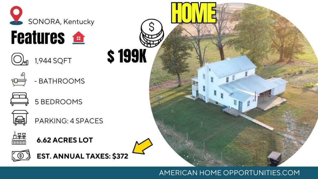 Amish built two story farmhouse on 6.62 acres in Sonora Kentucky with multiple barns and farm fencing
