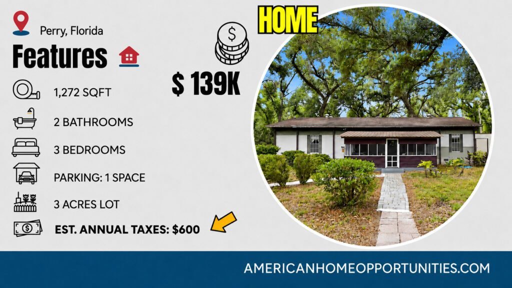 Affordable farmhouse compound for sale in Perry, Florida.