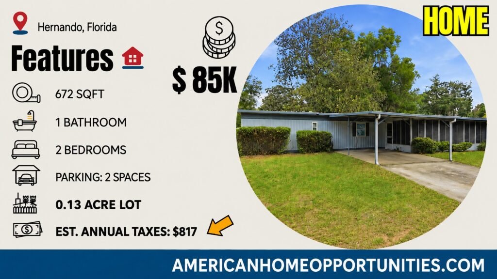Cheap renovated farmhouse for sale in Hernando, Florida, with a modern look.