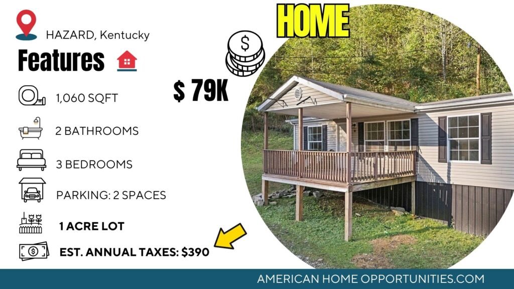 Cheap move in ready home on one acre with updated finishes and detached garage in Hazard Kentucky