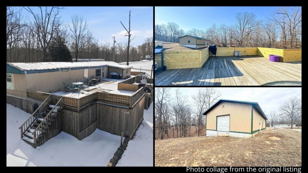 2 acre wooded lot with 32x60 shop rear deck and detached garage near Land Between the Lakes in Grand Rivers Kentucky