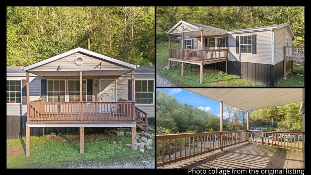 One acre lot with detached garage updated deck and covered porch at affordable home in Hazard Kentucky