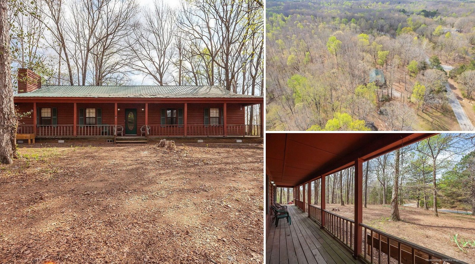 Exterior and land of cheap farmhouse in Jackson Tennessee — 2 acres city limits mature shade trees covered carport