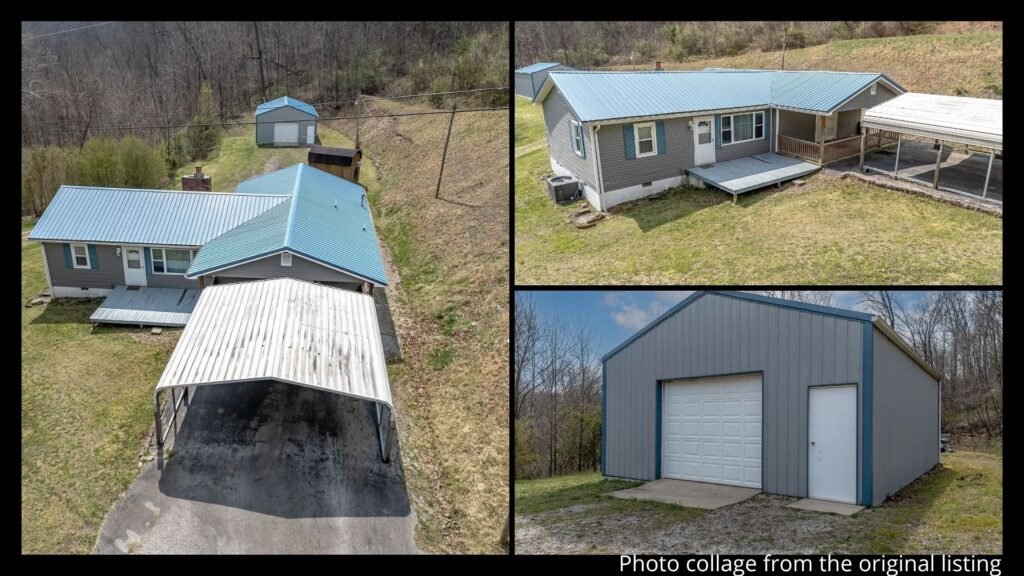5 wooded acres with barn and detached garage at farmhouse in West Liberty Kentucky