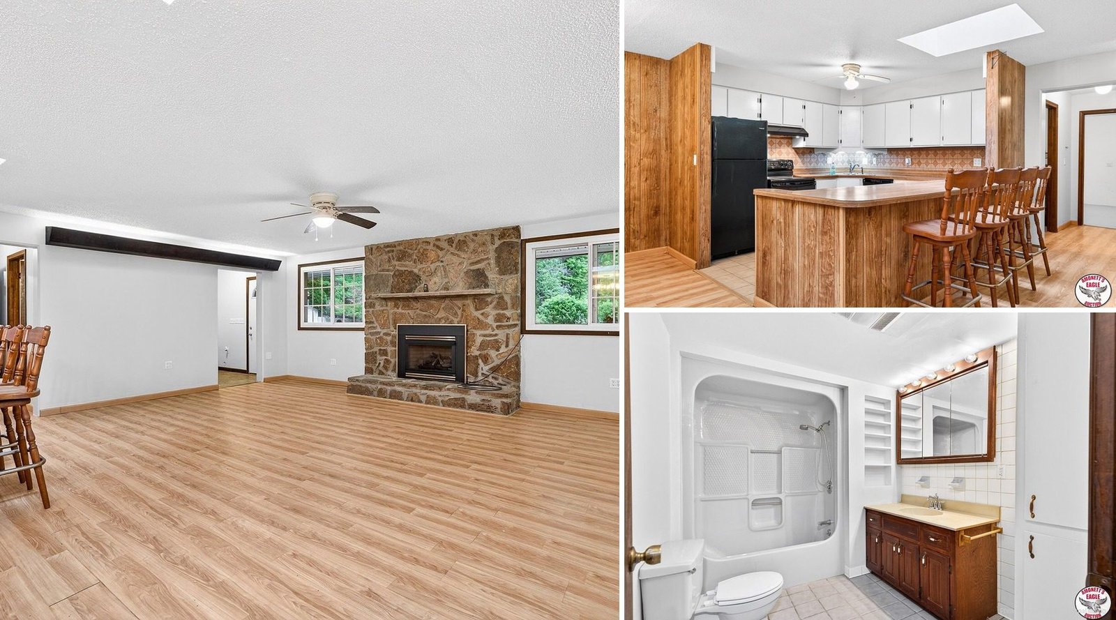 Interior of cheap farmhouse in Baxter Tennessee — 3 bedrooms 2 baths cathedral ceilings Cumberland Plateau auction