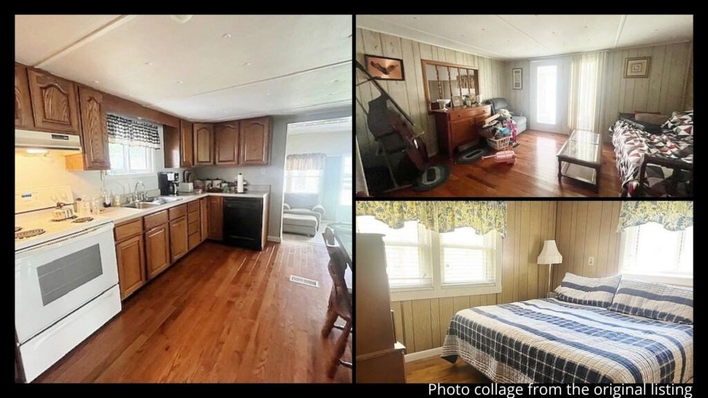 Interior of farmhouse in Belcher Kentucky with hardwood floors full appliance package and covered front porch