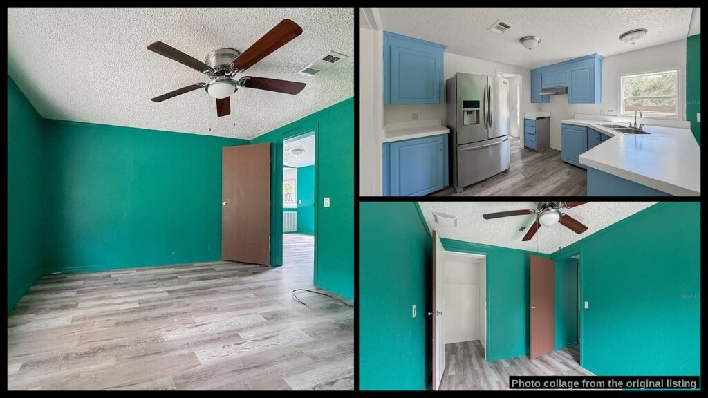 Interior of a cozy farmhouse in Bronson, Florida, with a warm atmosphere.
