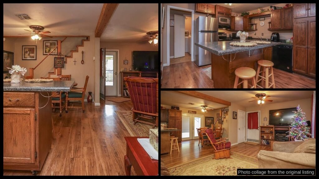 Interior photos of cheap farmhouse in Dubach, LA — 3 bed, 2 bath, 1,622 sqft