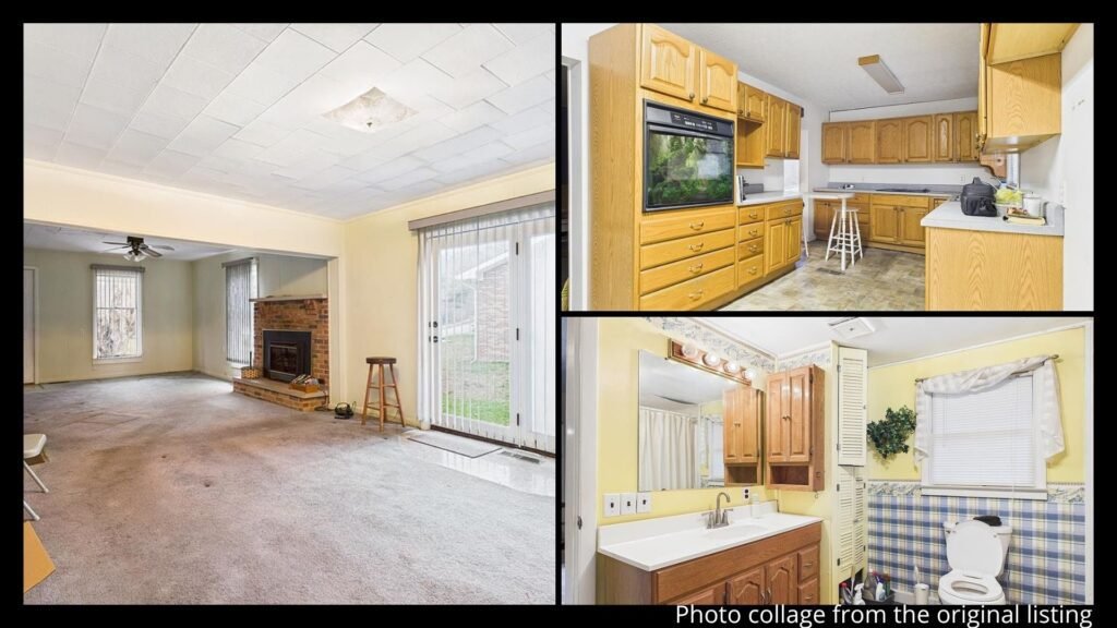 Interior of farmhouse in Nippa Kentucky with hardwood floors bonus room and covered front porch