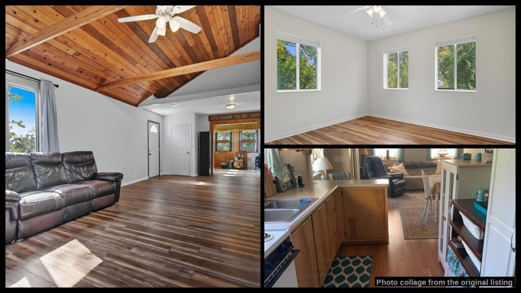 Interior of a charming farmhouse in Perry, Florida, with rustic details.