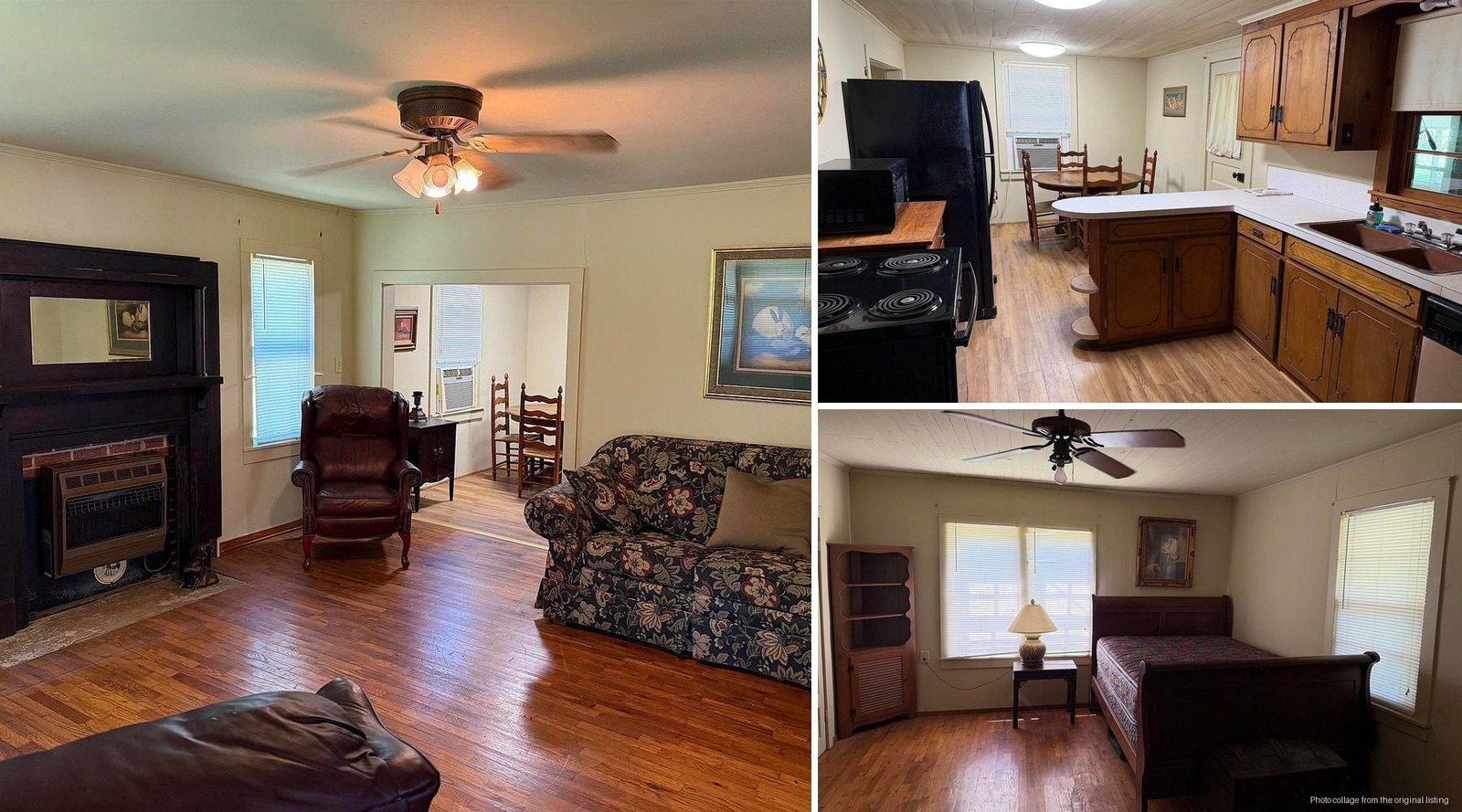 Interior of cheap farmhouse in Milledgeville Tennessee — 3 bedrooms 2 baths updated bathrooms real kitchen counter space