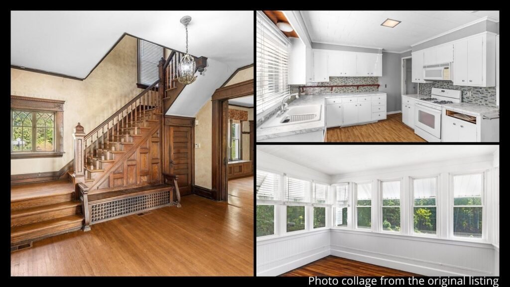 Interior of historic Oakmoor estate in Earlington Kentucky with hardwood floors crown molding and multiple fireplaces