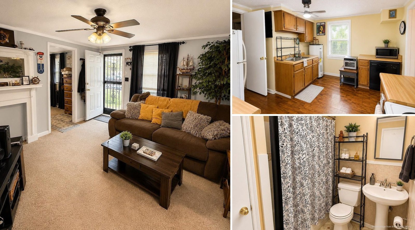Interior of cheap farmhouse in Ramer Tennessee — 3 bedrooms 2 baths bonus room renovated kitchen creek property
