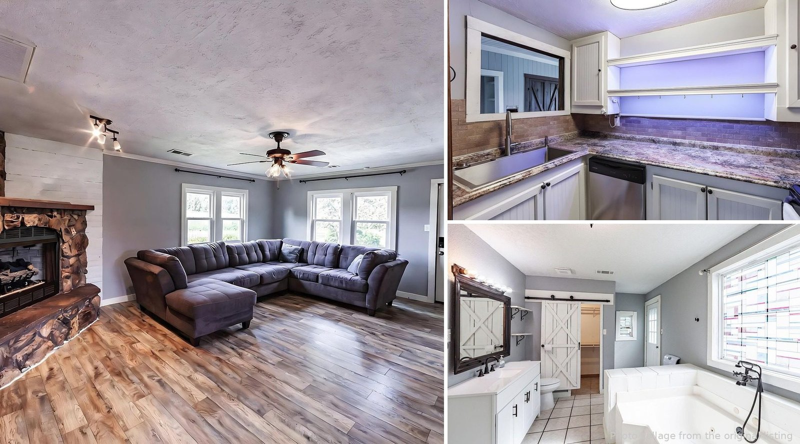 Interior of cheap farmhouse in Trenton Tennessee — 4 bedrooms original oak floors full front porch
