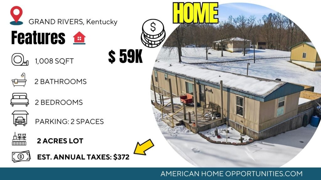 Lake area property on 2 acres near Land Between the Lakes in Grand Rivers Kentucky with massive shop