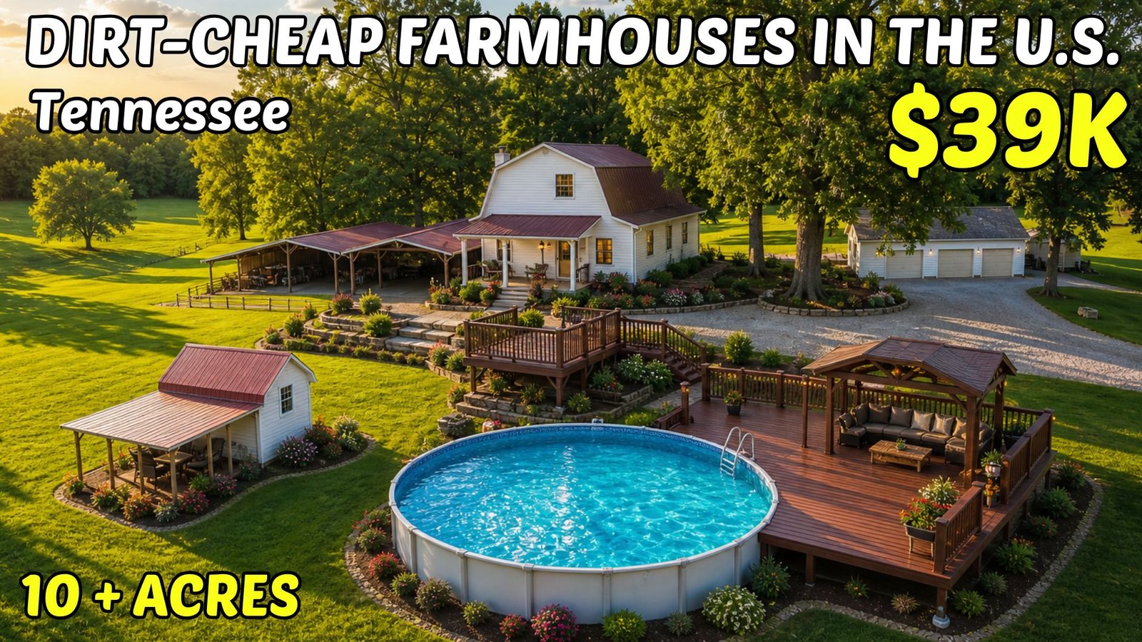 Rural homes in Tennessee with land — 10 affordable properties from $296K to $39K