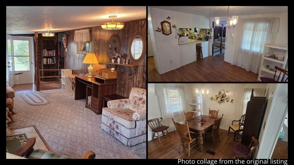 interior of Coeburn Virginia rural home with fireplace, bedrooms, kitchen, and comfortable layout
