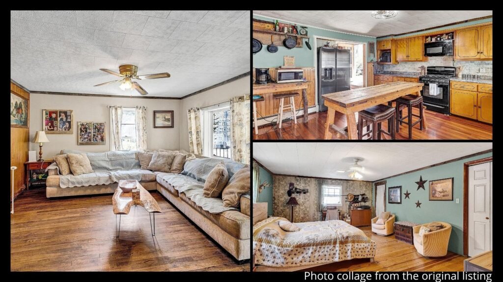 interior of remodeled Virginia country home near Covington with eat-in kitchen, wood floors, and updated finishes