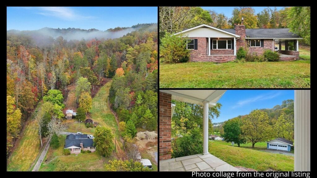 land around Virginia farmhouse in Dungannon with pasture, barn, fencing, and mountain views