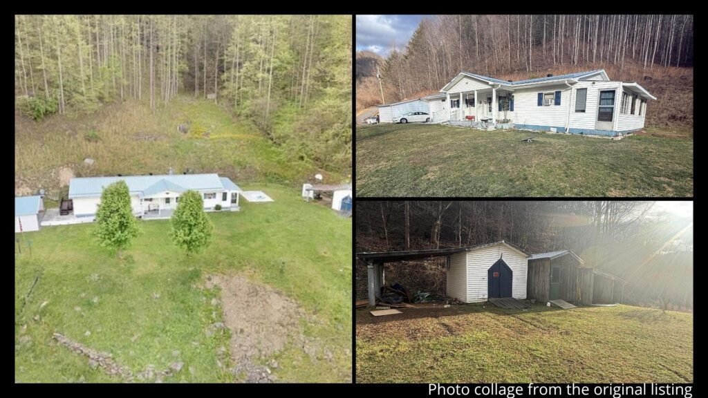 wooded land in Oakwood Virginia with mountain views, creek or stream views, deck, porch, and outbuilding