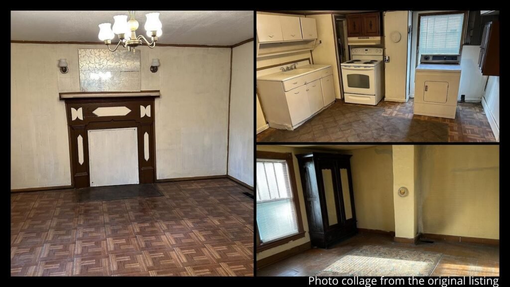 interior of Lynchburg Virginia home with four bedrooms, hardwood floors, basement access, and fixer-upper potential