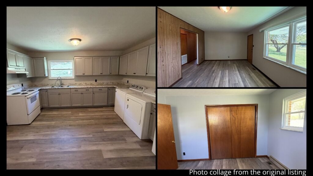 interior of Pennington Gap Virginia ranch home with cozy living area, functional kitchen, and natural light