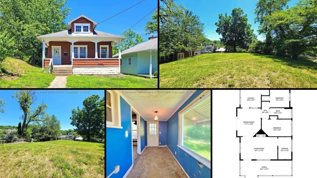 Exterior and land of cheap farmhouse for sale in Charleston, West Virginia — 0.47 acres.