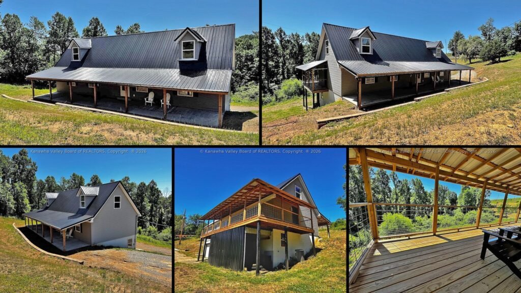 Exterior and land of cheap farmhouse for sale in Liberty, West Virginia — 8.87 acres.