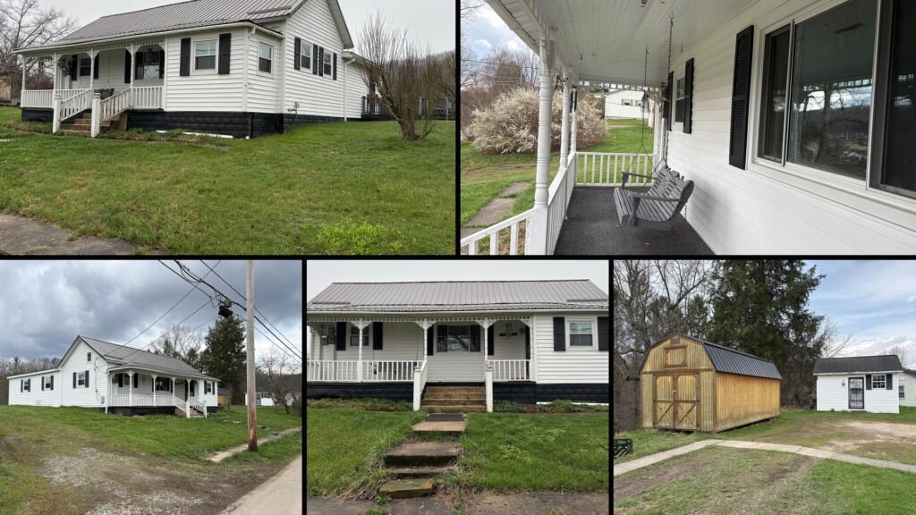 Exterior and land of cheap farmhouse for sale in Southern District, West Virginia — 1.4 acres.