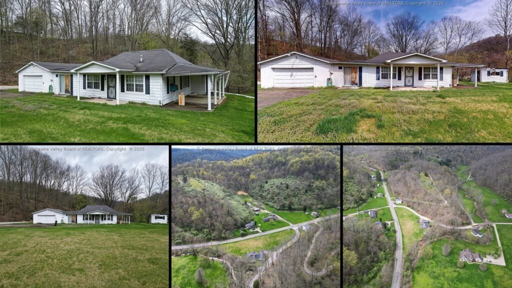 Exterior and land of cheap farmhouse for sale in West Hamlin, West Virginia — 1.5 acres.