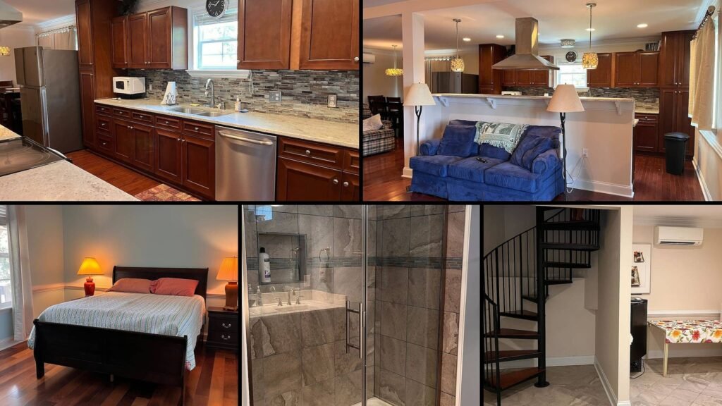 Interior of cheap lakefront farmhouse in Abbeville South Carolina — 4 bedrooms 3.5 baths, furnished, great room, lake views