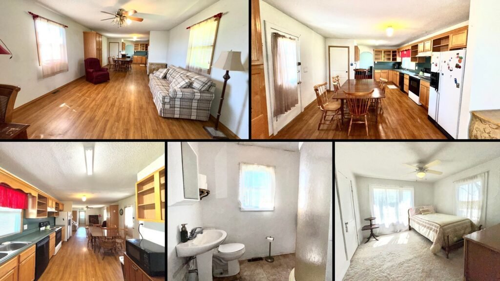 Interior of cheap farmhouse in Greenfield Missouri — 4 bedrooms 2 baths mud room fiber-optic internet full kitchen
