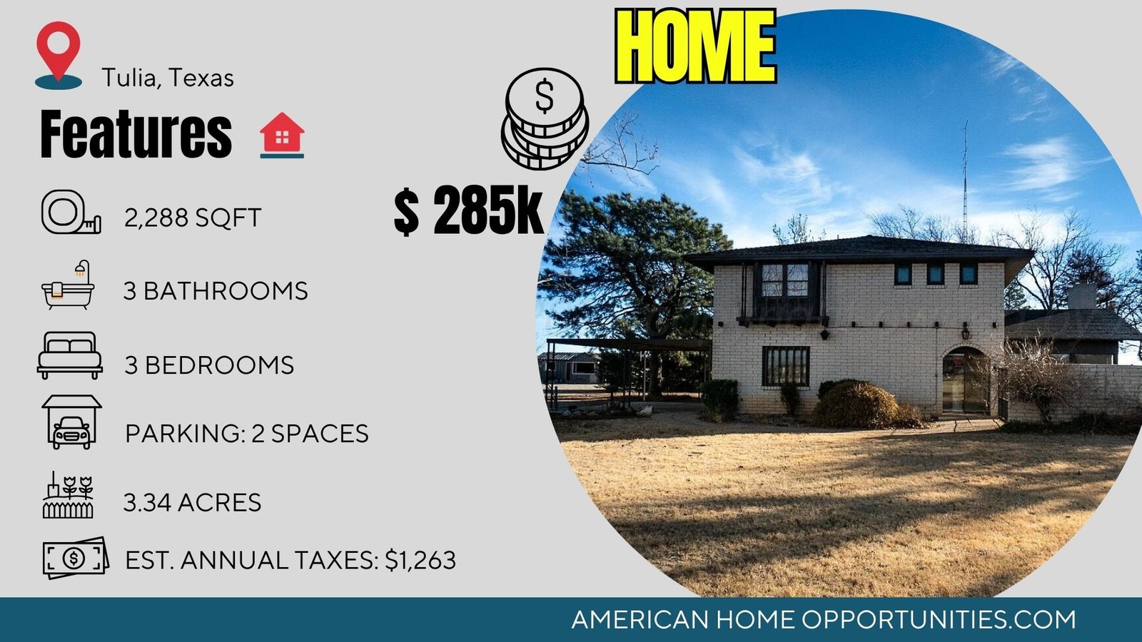 Cheap farmhouse in Tulia Texas with land — split-level with working barn and basement — $285,000