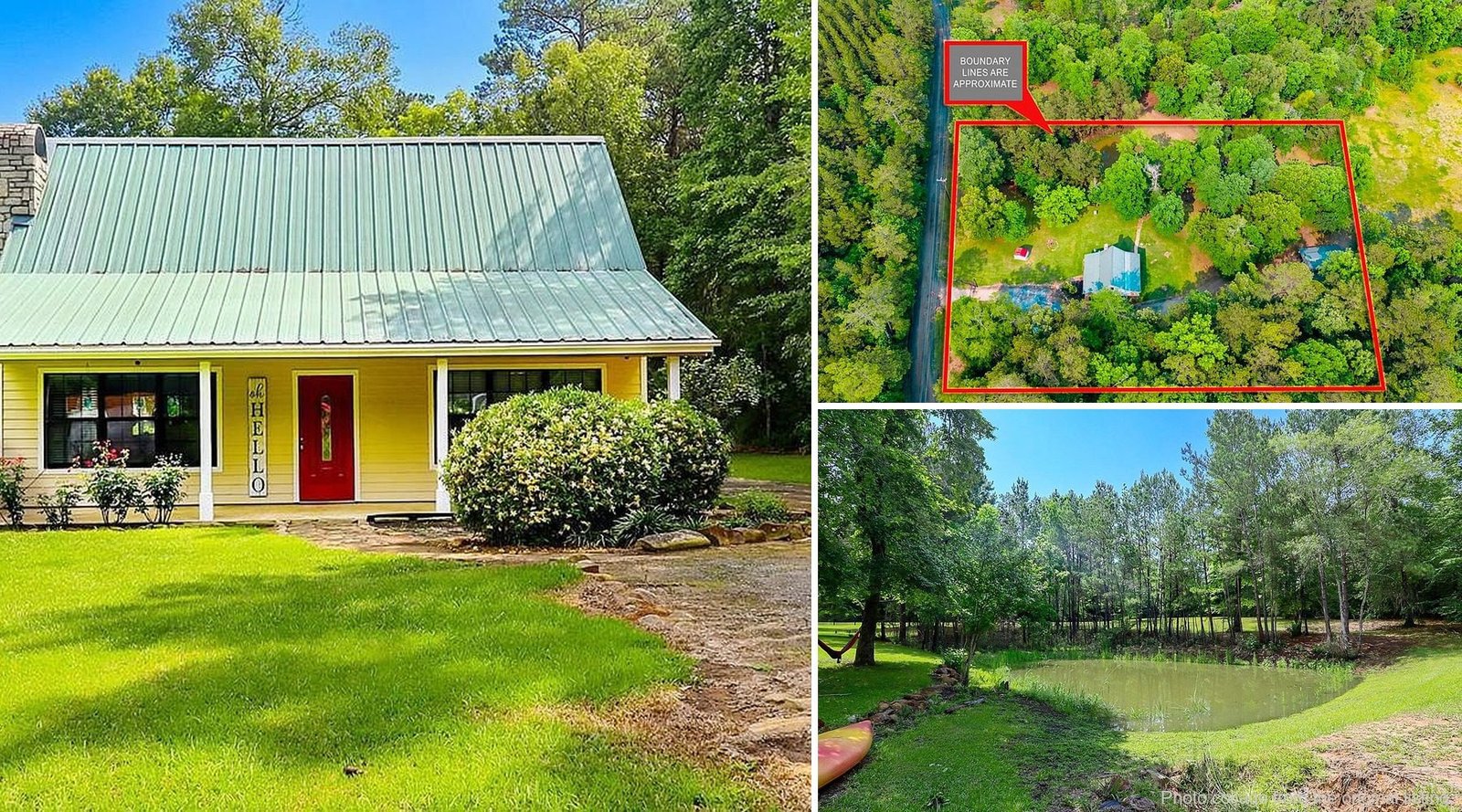 Exterior of cheap farmhouse in Huntington Texas with land — 3 acres with pond