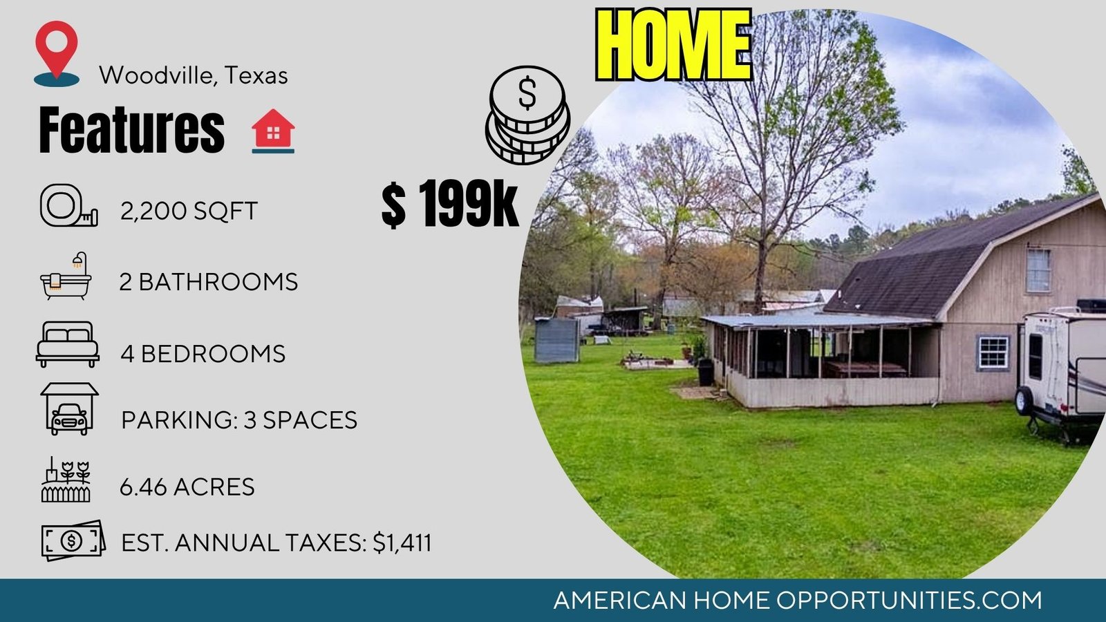 Cheap farmhouse in Woodville Texas with land — Big Thicket outdoor kitchen and creek — $199,900