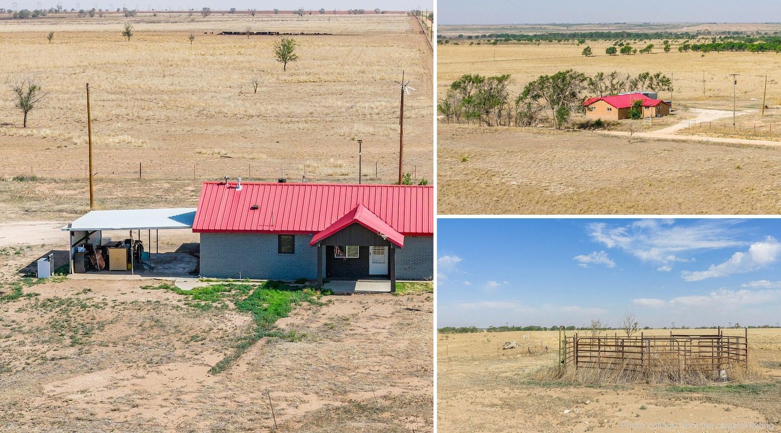 Exterior of cheap farmhouse in Littlefield Texas with land — 1.8 fenced acres, barn