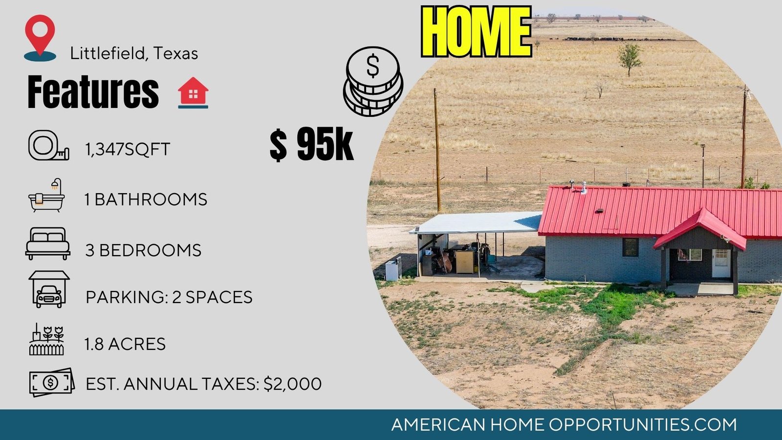 Cheap farmhouse in Littlefield Texas with land — horse-ready with barn and round pen — $95,000