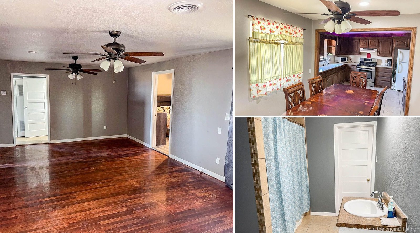 Interior of cheap farmhouse in Littlefield Texas — 3 bedrooms, hardwood floors
