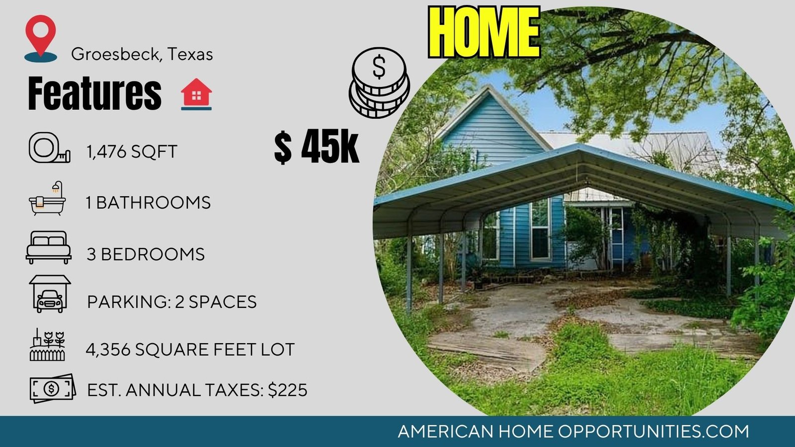 Cheap farmhouse in Groesbeck Texas — BONUS in-town renovation project — $45,000